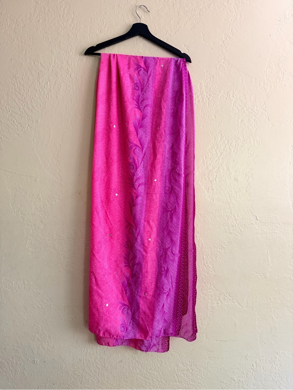 Unk Bright Pink Sheer Scarf with Subtle Jacquard